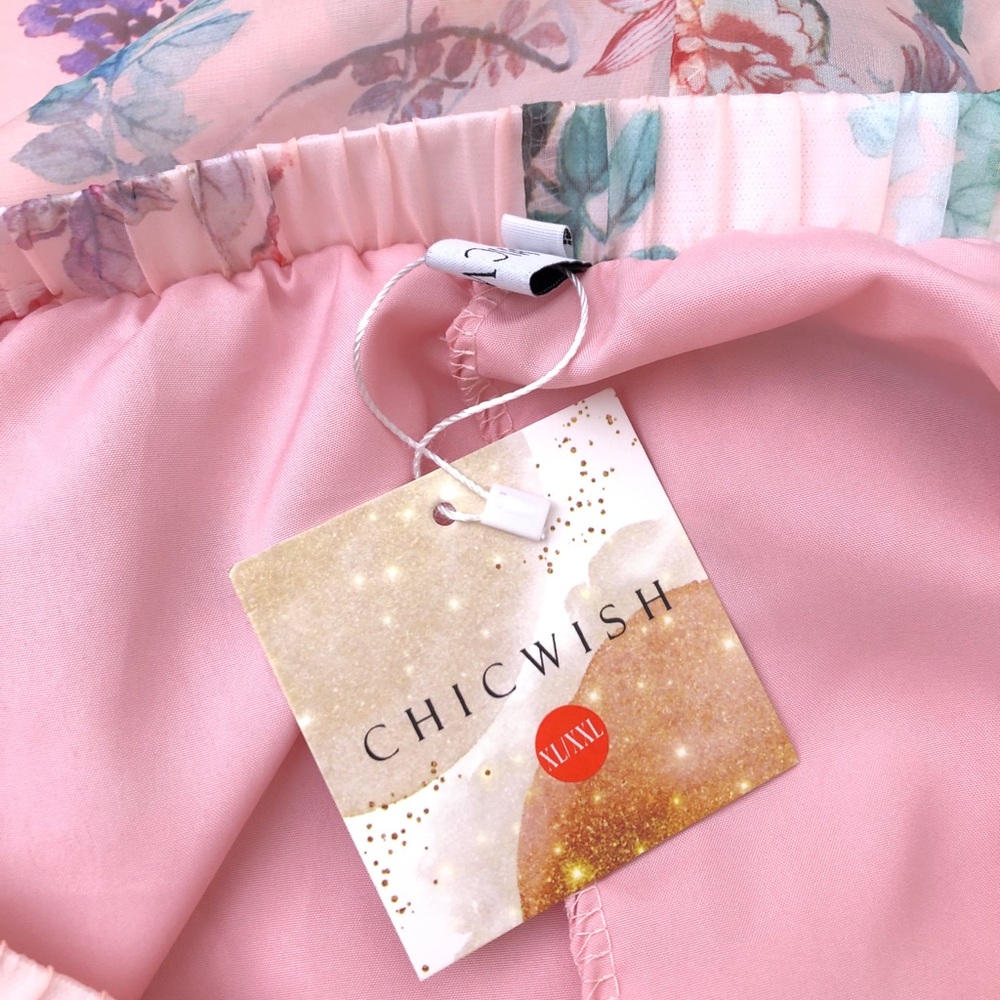 ChicWish Plus Pinky Blossom Watercolor Floral Chiffon Maxi Skirt - Picture 7 of 8